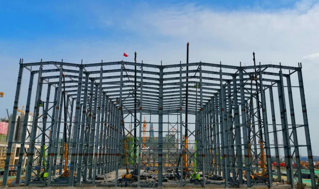 亚洲在建最大智能立体库钢结构安装工程封顶 亚洲在建最大智能立体库钢结构安装工程封顶