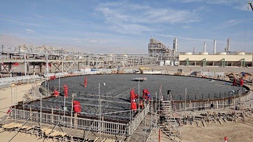 寰球工程公司塔里木乙烷制乙烯项目增加乙烯储运装车设施项目低温乙烯罐基础承台混凝土完成浇筑 寰球工程公司塔里木乙烷制乙烯项目增加乙烯储运装车设施项目低温乙烯罐基础承台混凝土完成浇筑